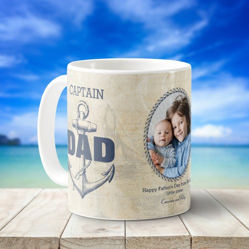 Captain Dad Nautical Anchor Fathers Day Photo  Coffee Mug