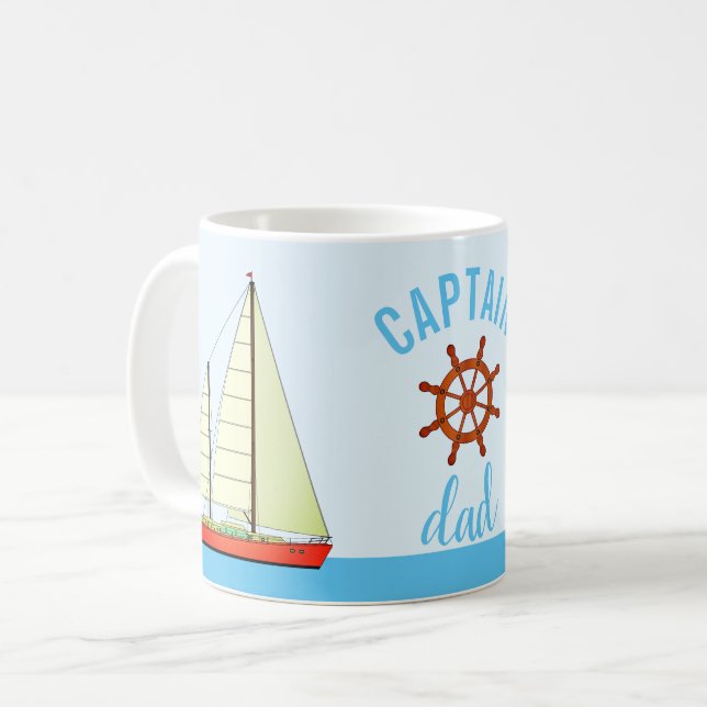 Captain Dad Sailboats Coffee Mug (Front Left)