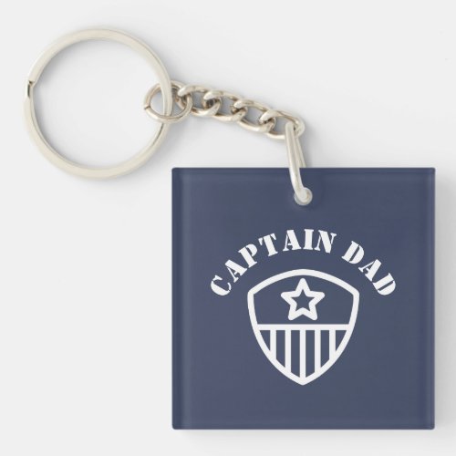 Captain Dad Shield _ Custom Photo Keychain