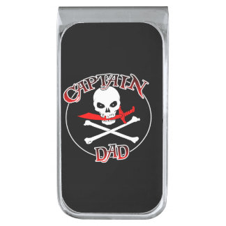 Captain Dad  Silver Finish Money Clip
