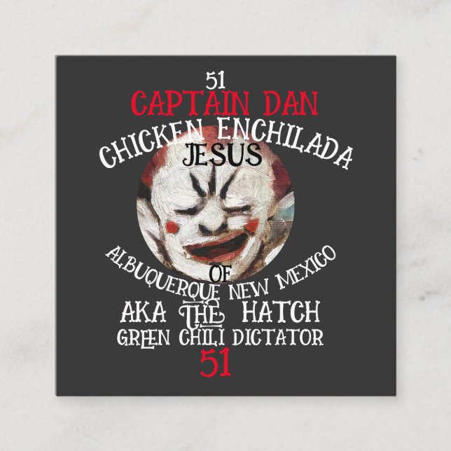 CAPTAIN DAN CHICKEN ENCHILADA JESUS ALBUQUERQUE NM ENCLOSURE CARD (Front)