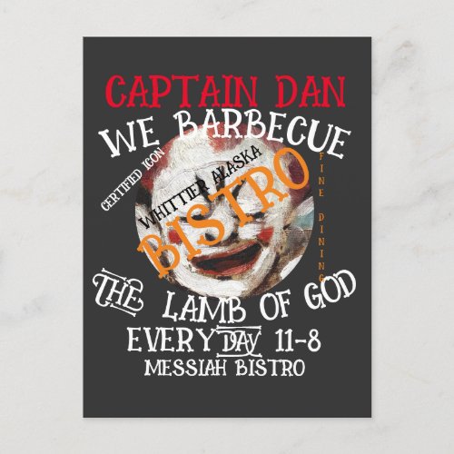 CAPTAIN DAN WE BARBECUE THE LAMB OF GOD EVERYDAY HOLIDAY POSTCARD