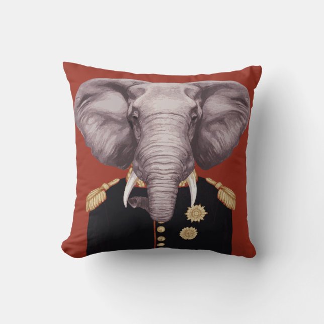 Captain Elephant Throw Pillow (Front)