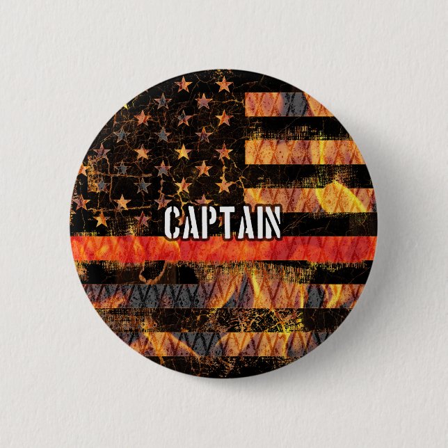 Captain Firefighter Flag Button (Front)