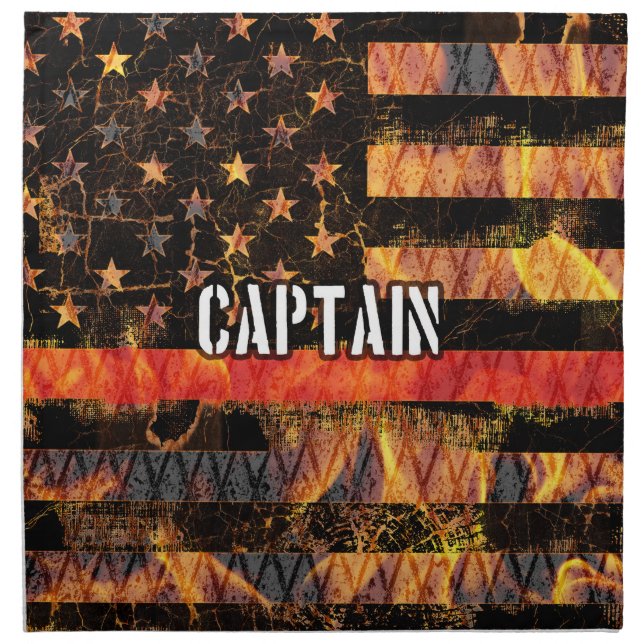 Captain Firefighter Flag Cloth Napkin (Front)