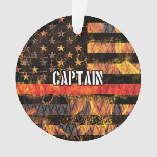 Captain Firefighter Flag Ornament