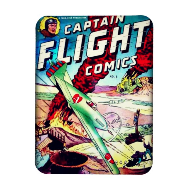Captain Flight Vintage Golden Age Comic Book Magnet (Vertical)