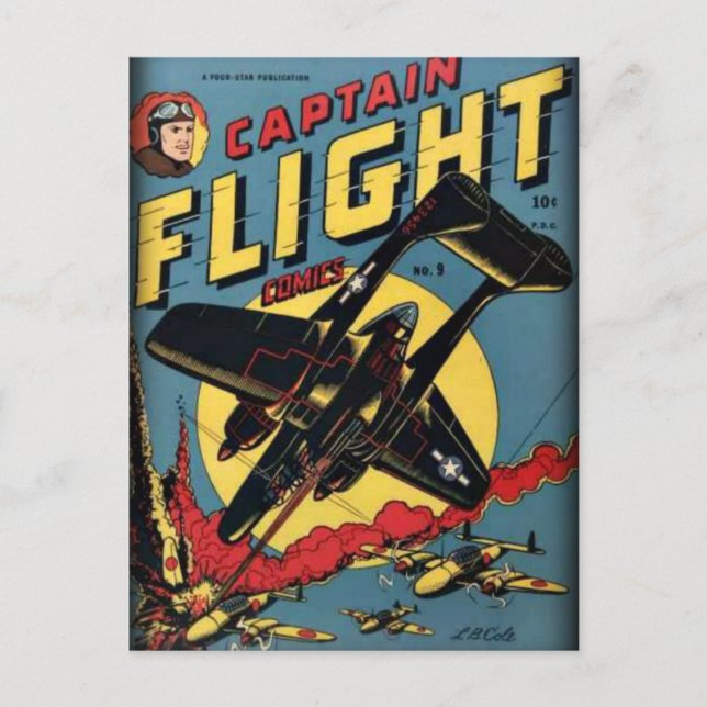 Captain Flight Vintage Golden Age Comic Book Postcard (Front)
