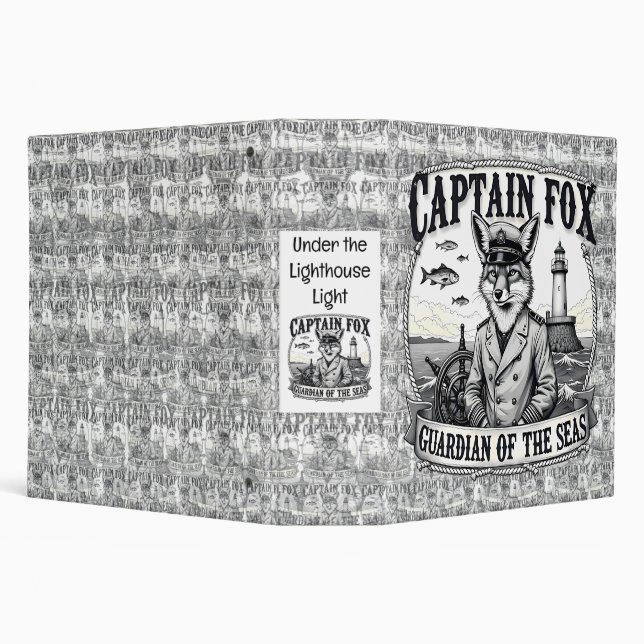 Captain Fox Guardian of Seas Nautical Design 3 Ring Binder (Background)