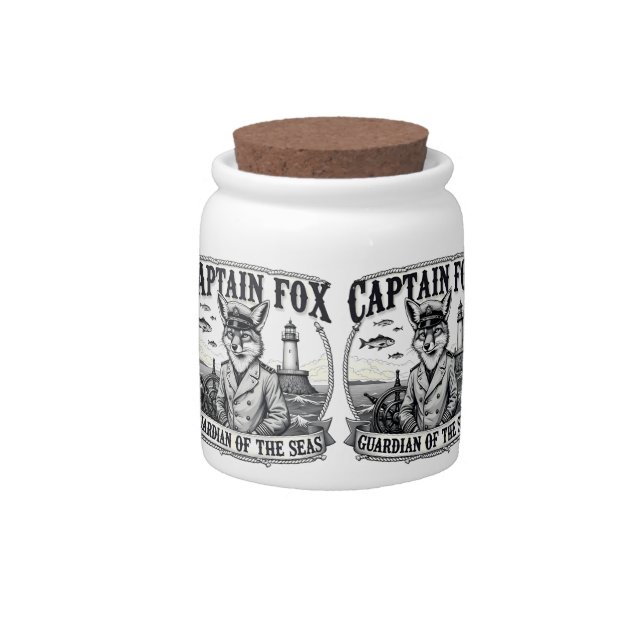 Captain Fox Guardian of Seas Nautical Design Candy Jar (Front)