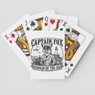 Captain Fox Guardian of Seas Nautical Design Poker Cards