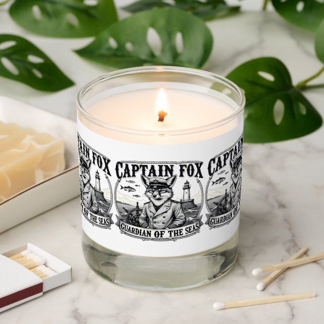 Captain Fox Guardian of Seas Nautical Design Scented Candle (Lit)