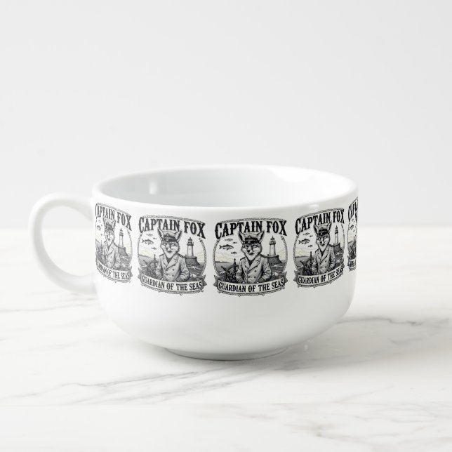 Captain Fox Guardian of Seas Nautical Design Soup Mug (Right)