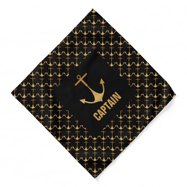 Captain, Gold Anchor Bandana (Front)