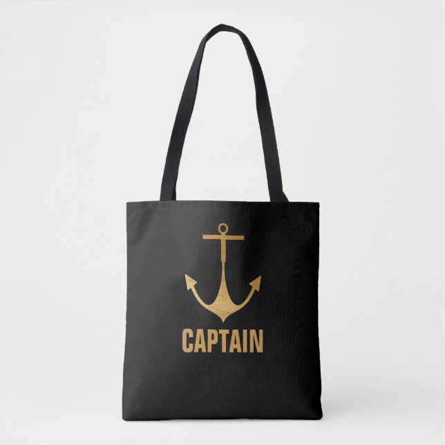Captain, Gold Anchor Tote Bag (Front)