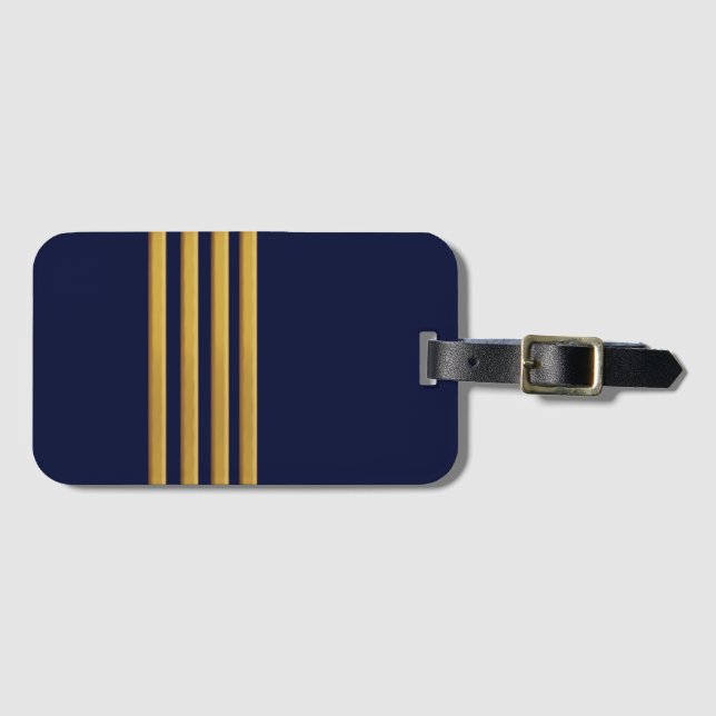 Captain gold stripes   luggage tag (Front Horizontal)