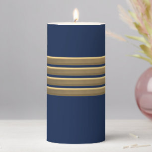Captain gold stripes pillar candle