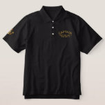 Captain Golden Star Anchor Your Text And Initials Embroidered Polo Shirt at Zazzle