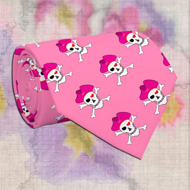 Captain Grace, Pirate fashion, Pink Pirates flag Neck Tie (Creator Uploaded)