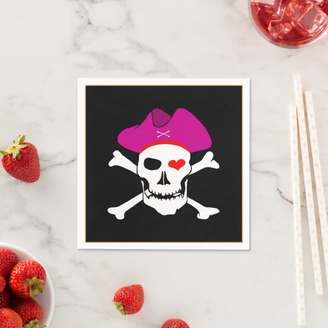 Captain Grace & Pirate, pirates flag /treasure Napkins (Insitu)
