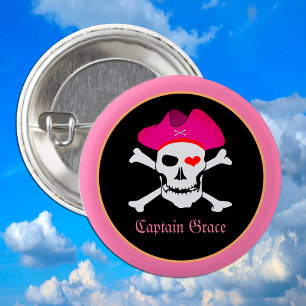 Captain "Grace" & Pirates - Treasure Island /Girls Button
