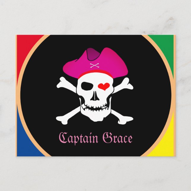 Captain "Grace" & Pirates - Treasure Island /Girls Postcard (Front)