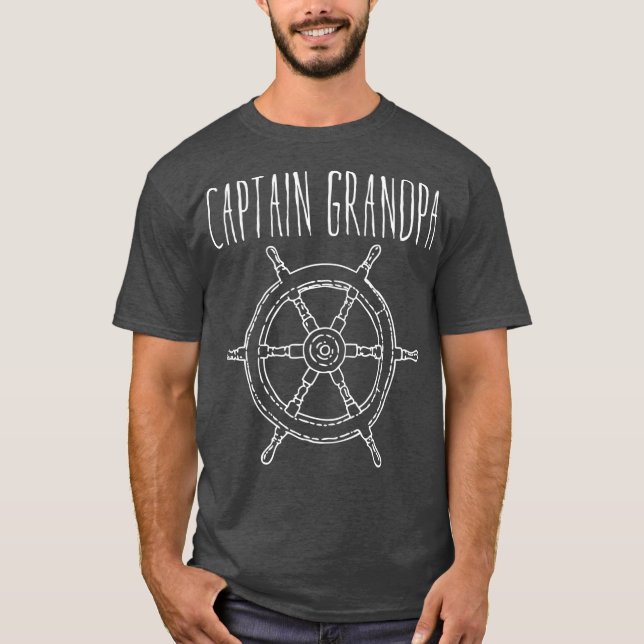 Captain Grandpa  Funny Boating Tshirt Mens Boat (Front)