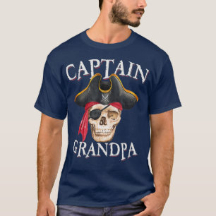 Captain Grandpa Halloween Skull Pirate Hat T-Shirt