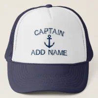 Captain Cap Embroidery, Skipper Custom Baseball Cap, Customize Your  Captains hat, Embroidered Captain Boat dad hat,Baseball Cap Navy at   Men's Clothing store