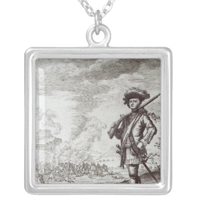 Captain Henry Morgan at the sack Silver Plated Necklace (Front)