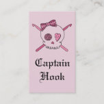 Captain Hook Skull &amp; Crochet Hooks (Pink Back) Business Card