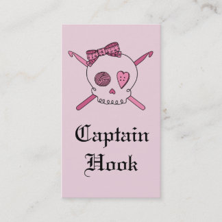 Captain Hook Skull & Crochet Hooks (Pink Back) Business Card