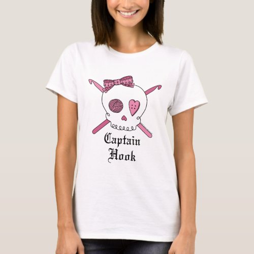 Captain Hook Skull  Crochet Hooks Pink T_Shirt