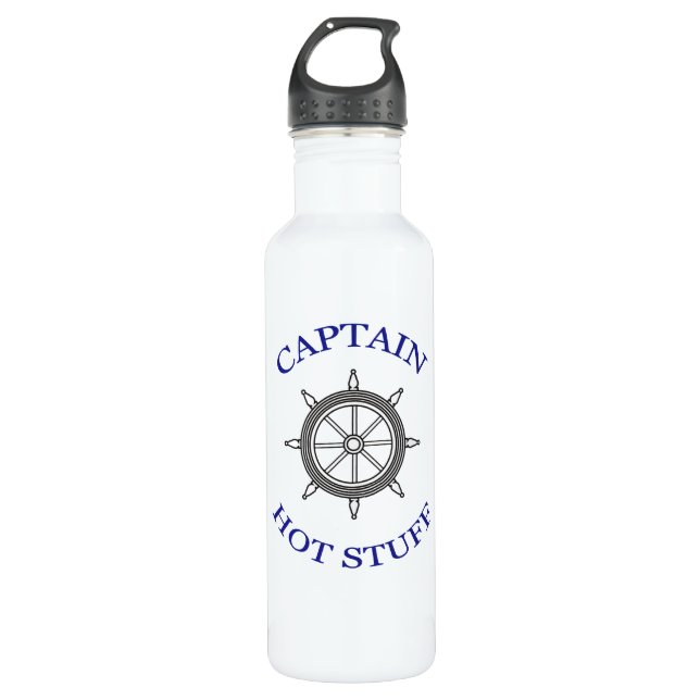 "Captain Hot Stuff" Stainless Steel Water Bottle (Front)
