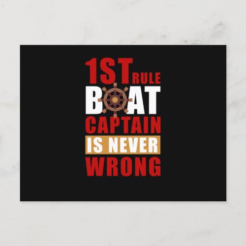 Captain Is Never Wrong Sailor Sailing Sail Boat Holiday Postcard