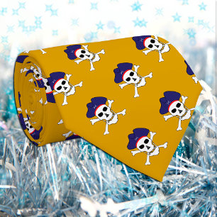 Captain Jack, Pirate fashion, Gold Pirates flag Neck Tie