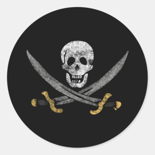 Captain Jack Rackhams Jolly Roger Pirate Flag Classic Round Sticker