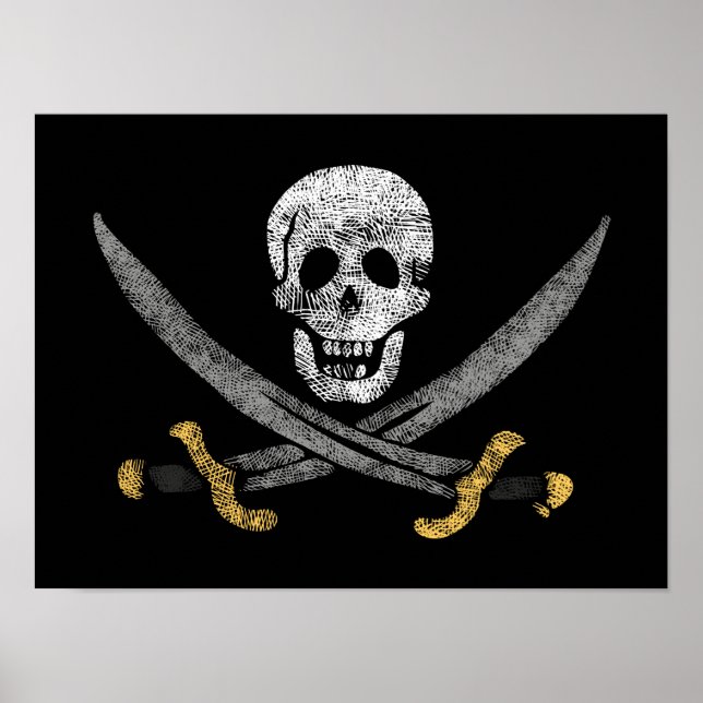 Captain Jack Rackham's Jolly Roger Pirate Flag Poster (Front)
