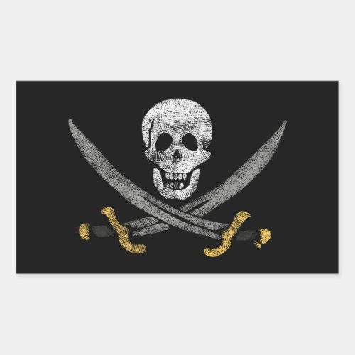 Captain Jack Rackhams Jolly Roger Pirate Flag Rectangular Sticker