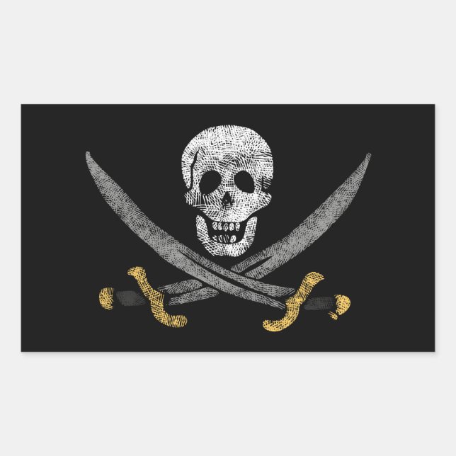 Captain Jack Rackham's Jolly Roger Pirate Flag Rectangular Sticker (Front)
