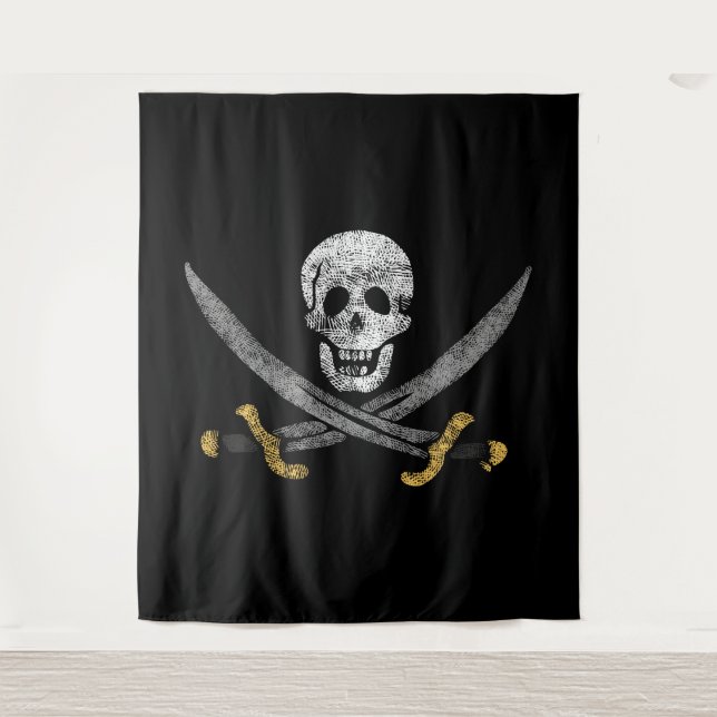 Captain Jack Rackham's Jolly Roger Pirate Flag Tapestry (Front)