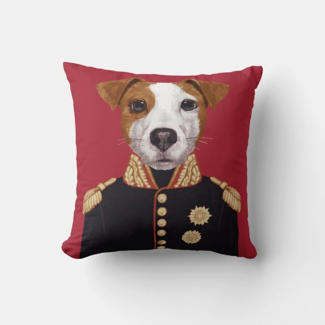 Captain Jack Russell Throw Pillow (Front)