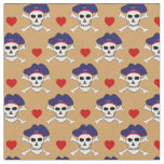 Captain Jack, Skull &amp; Red Heart /Pirates Fabric