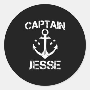 Captain jesse funny birthday name boat gift classic round sticker