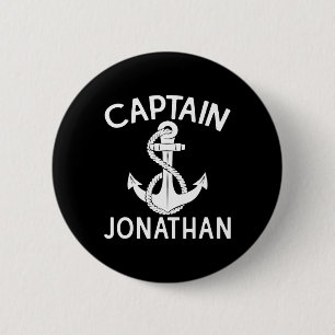 Captain Jonathan Boat Anchor Yacht Boating Ship Button