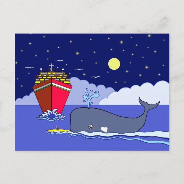 Captain Kayak Saved by Whale Postcard (Front)