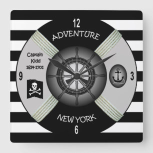 Captain Kidd ~  Adventure Galley ~Privateer~Pirate Square Wall Clock