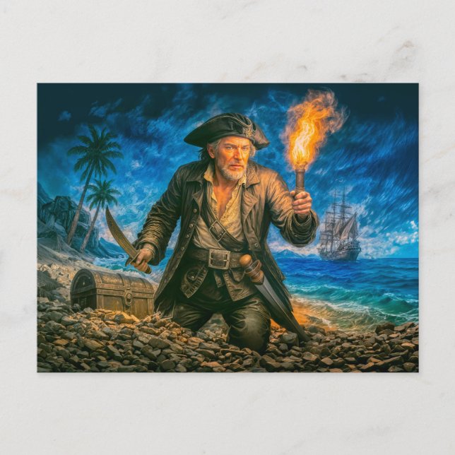 Captain Kidd Legendary Pirate Portrait Postcard (Front)