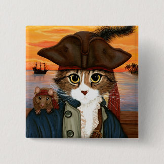 Captain Leo, Pirate Cat & Rat Fantasy Art Button