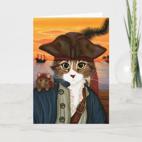 Captain Leo Pirate Cat  Rat Fantasy Art Card